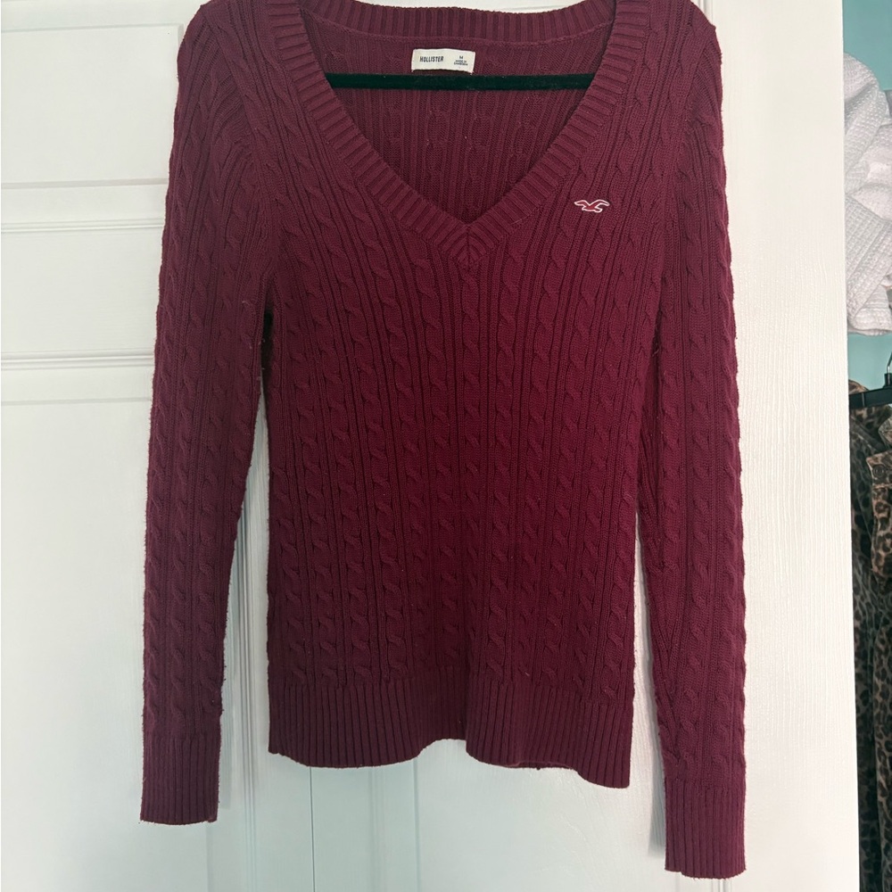 V-Neck Cable Knit Sweater